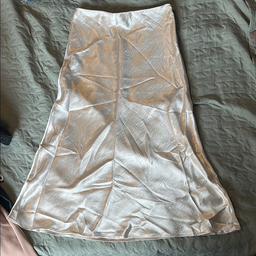 Banana Republic Silver A-Line Midi Skirt